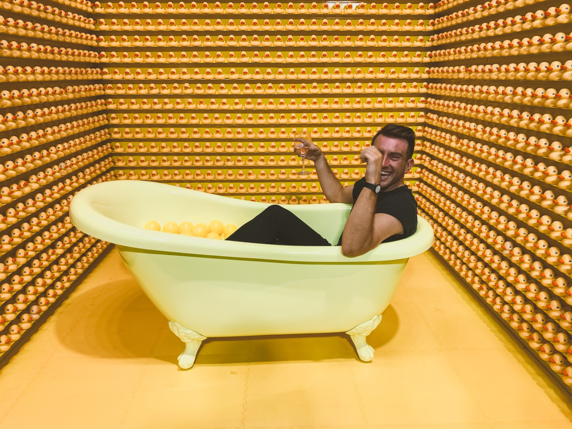 Nick at a rubber-ducks-and-bathtub brand activation